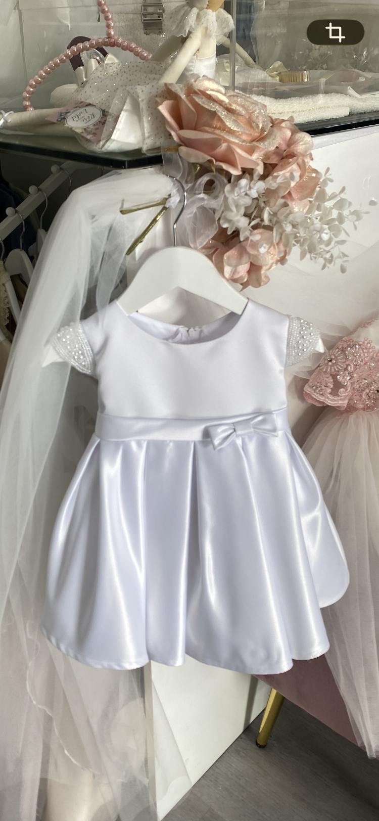 Beaded Sleeve Satin Dress