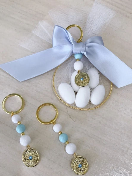 Christening Bomboniere - Gold Ring with ICXC Blue Keying Keepsake
