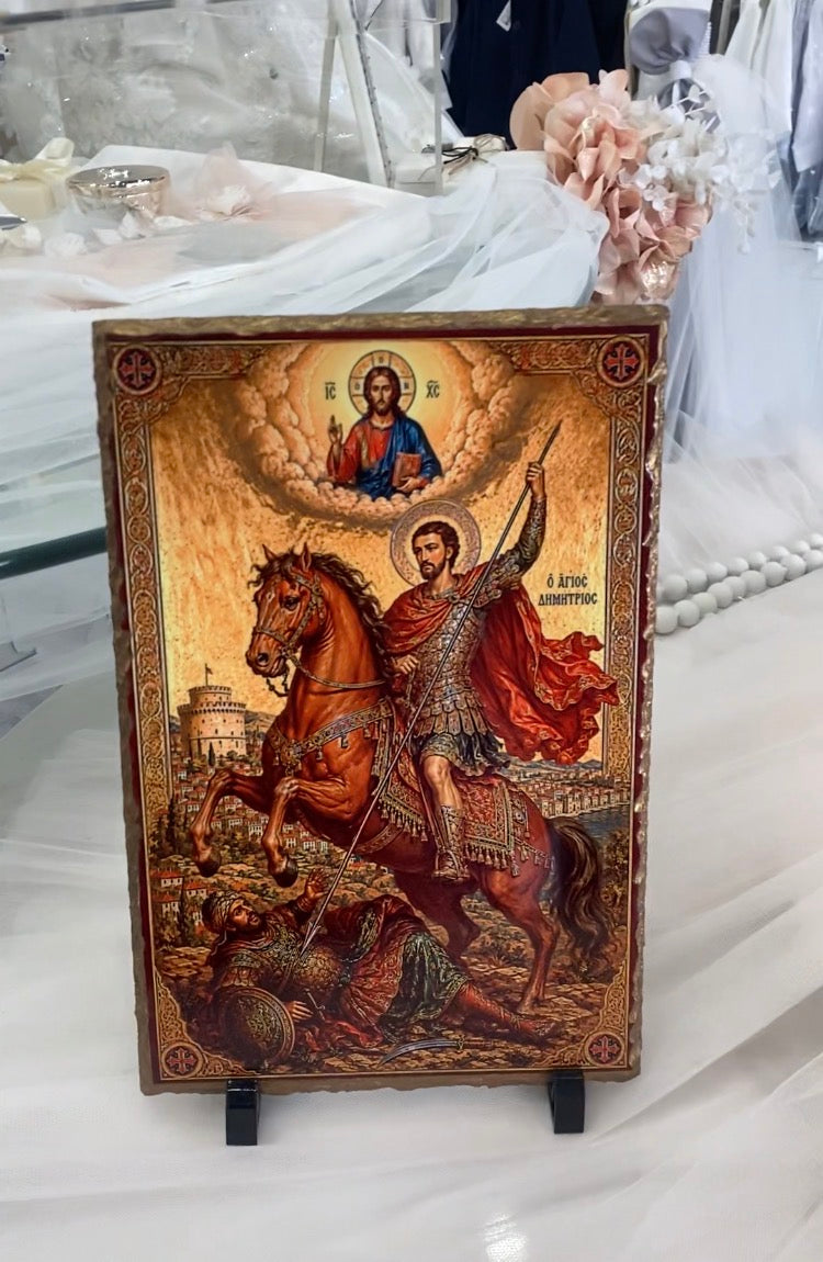 Orthodox Icon on Slate - St Dimitrios