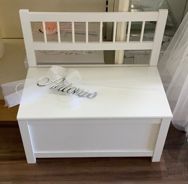 Christening Box - Wooden Mini Bench Toy Box | Pandora Designs Melbourne