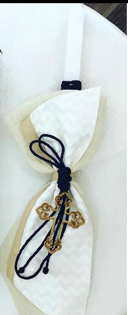 Orthodox Christening Candle - Wooden Cross - 0