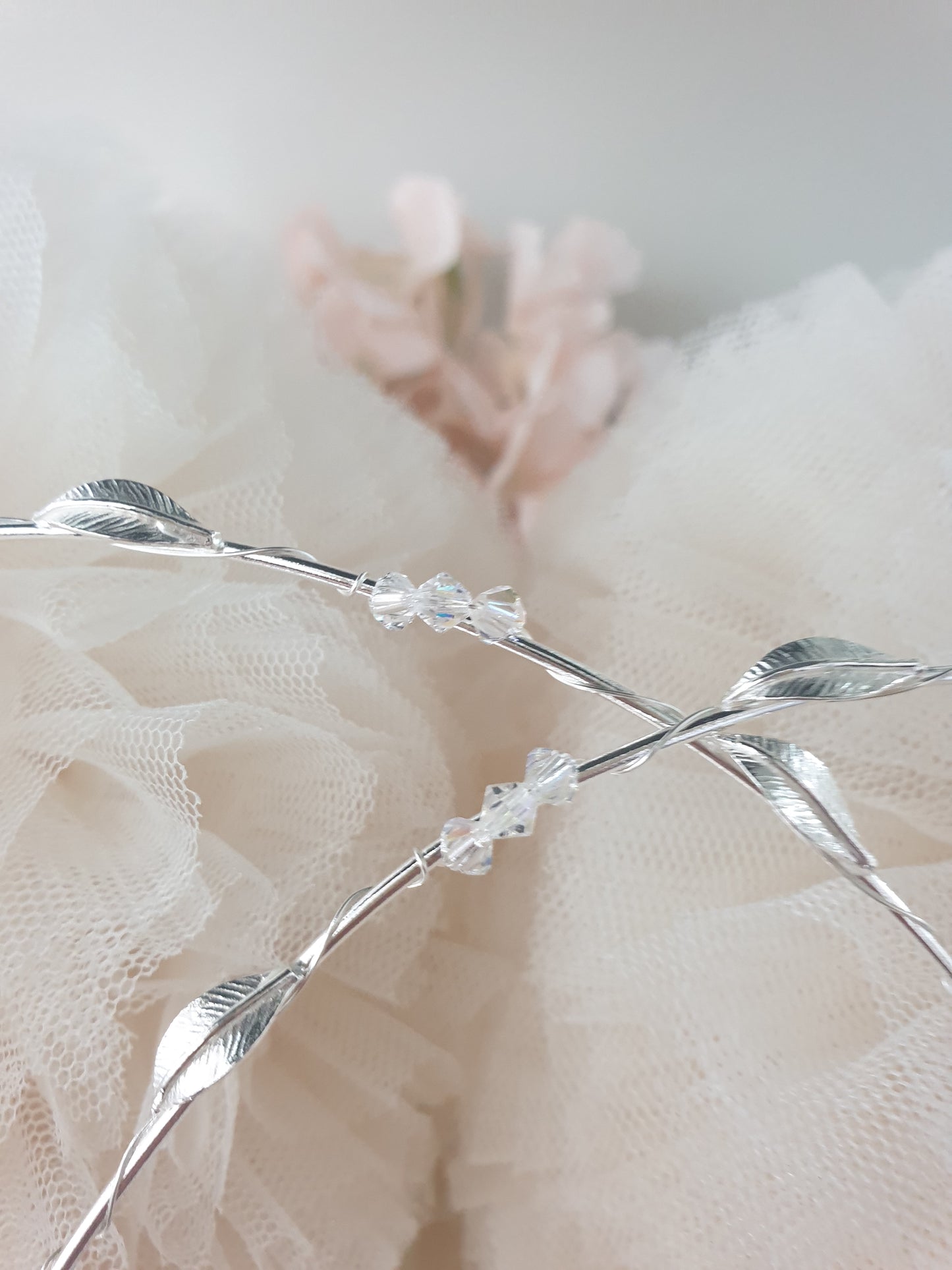 Wedding Crowns (Stefana) - Silver Leaf & Crystal Cluster