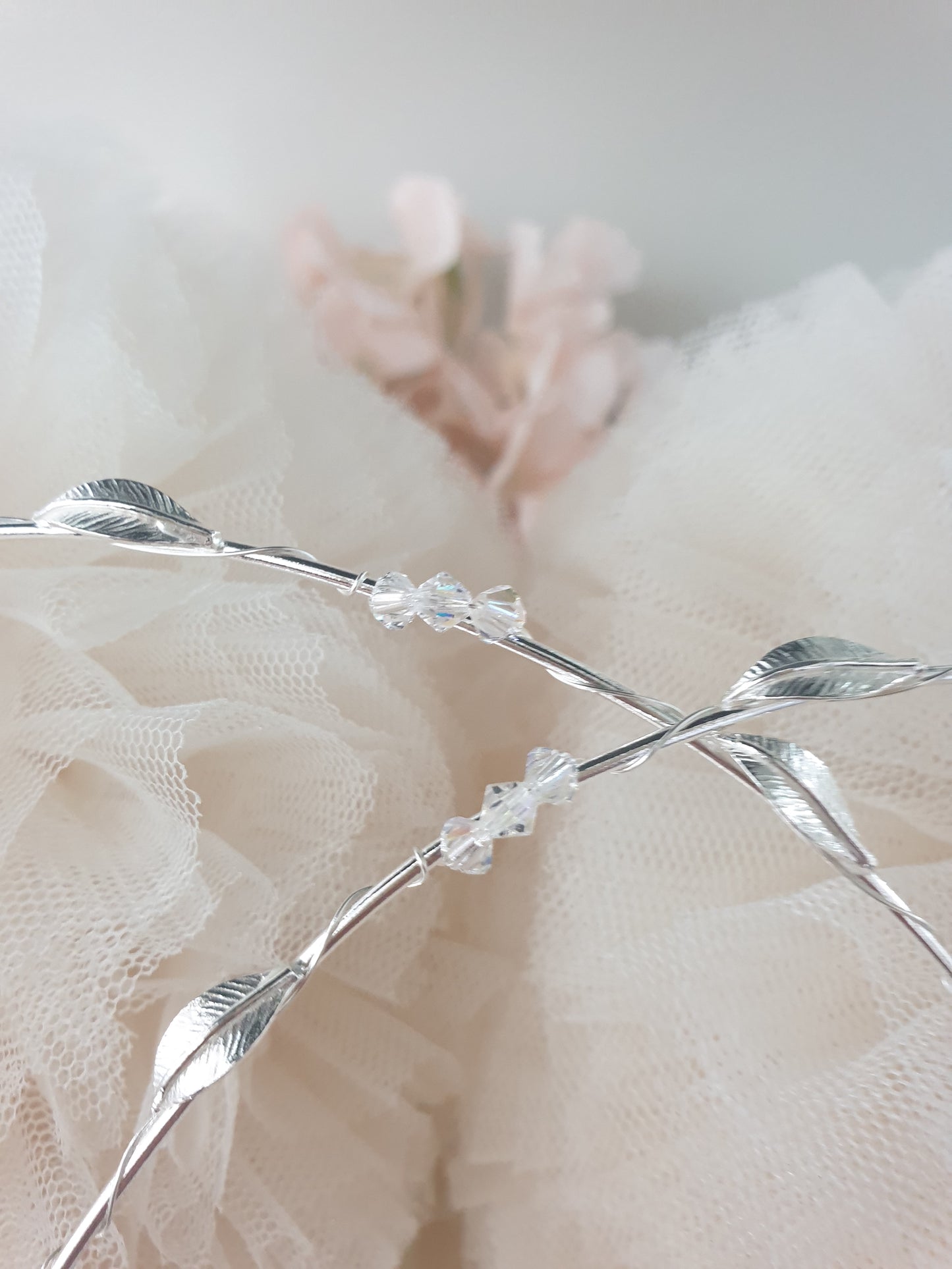 Wedding Crowns (Stefana) -  Silver Leaf & Crystal Cluster