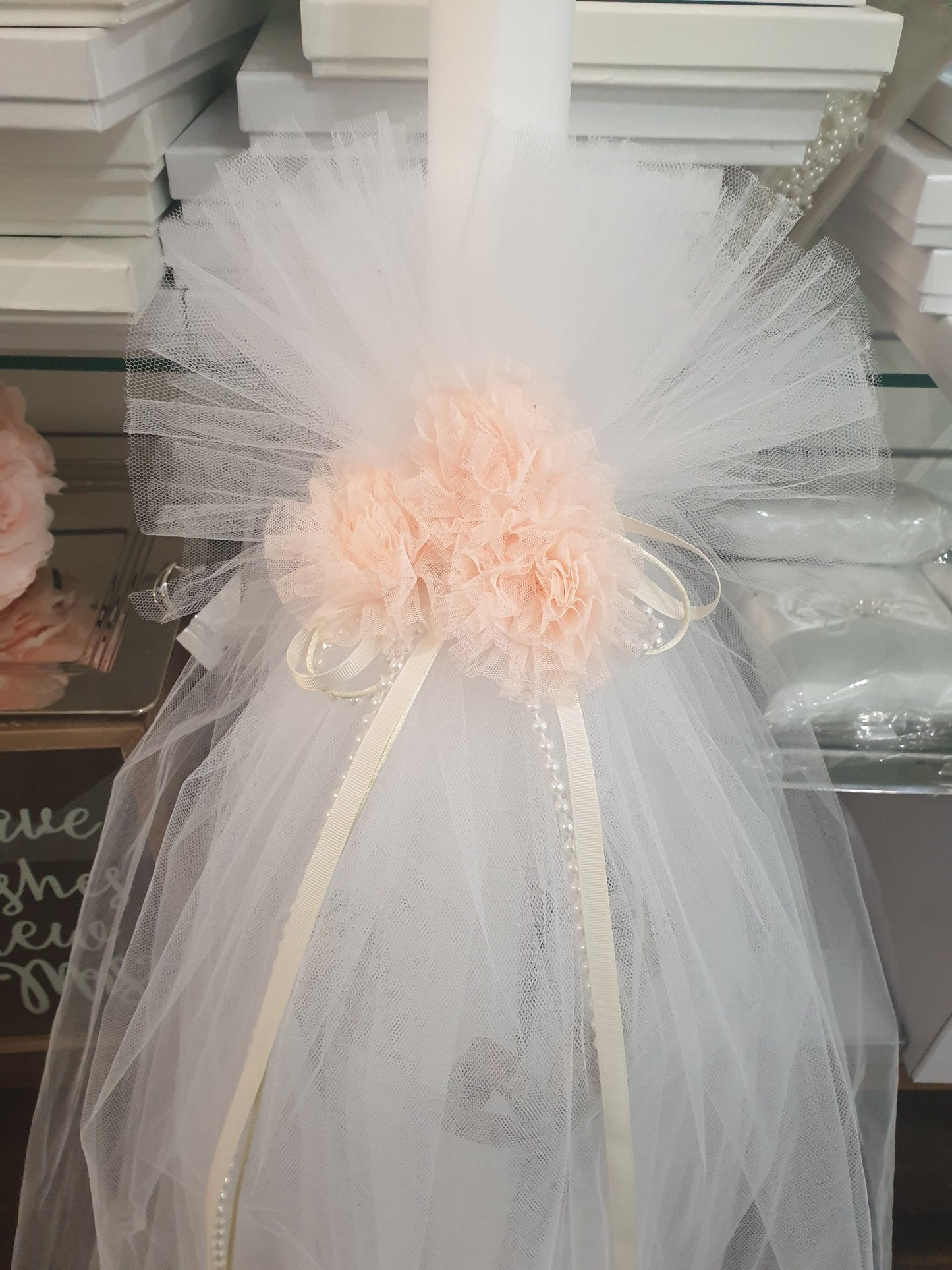 Orthodox Christening Candle - Peachy Vintage - 1