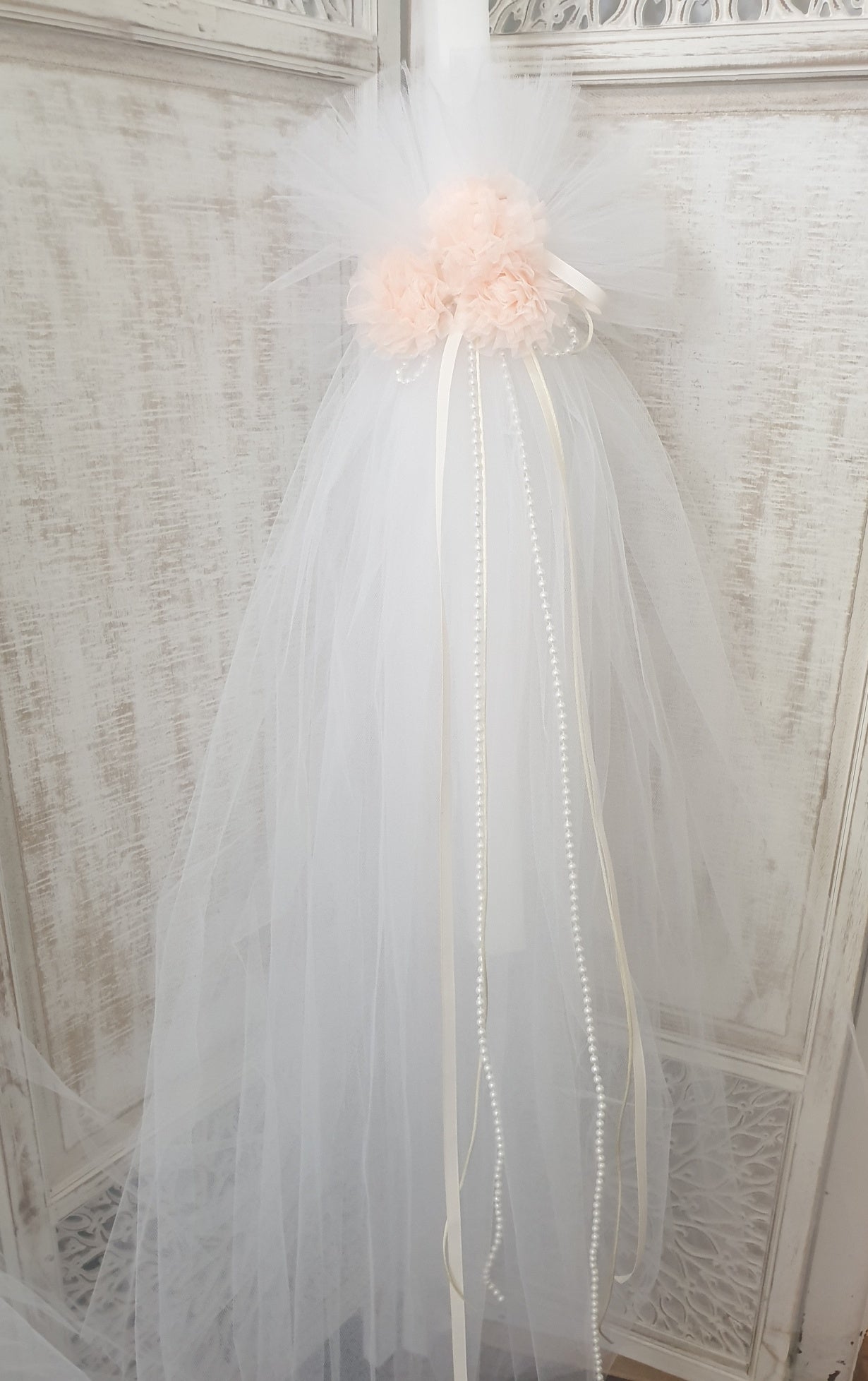 Orthodox Christening Candle - Peachy Vintage - 0