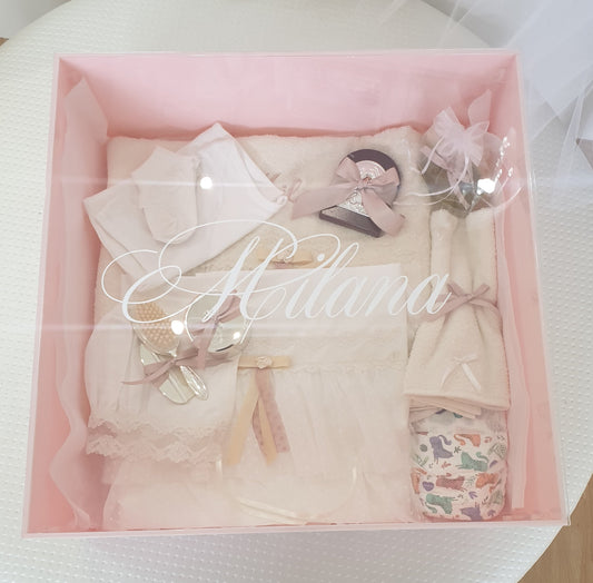 Christening Box - Pink Acrylic (Personalised) - 1