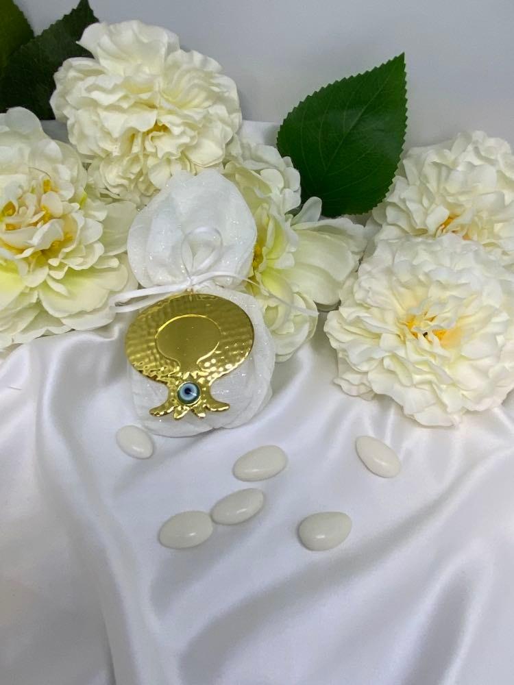 Bomboniere - Gold Pomegranate with Mati Charm - 0
