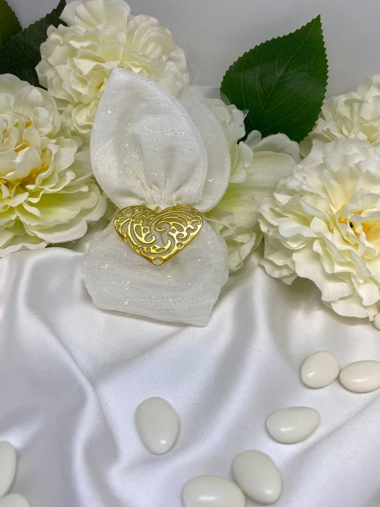 Gold Heart Bomboniere Pouch - 0