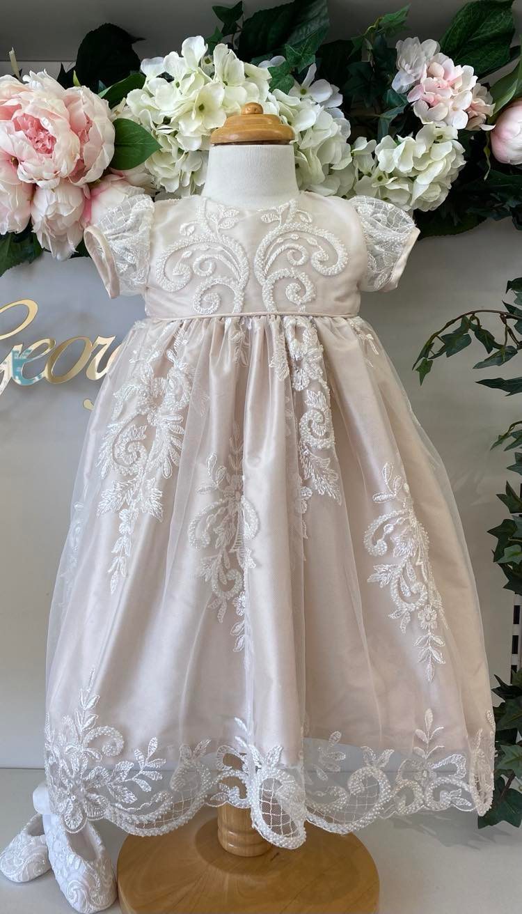 Christening Dress Sienna Blush Pandora Designs Melbourne Christening Communion Wedding Specialist