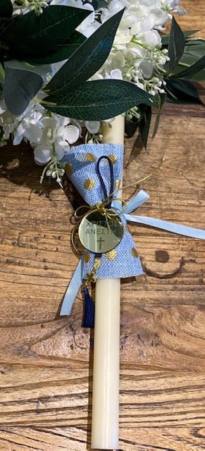 Easter Candle - Livani (Frankincense) Scented - Wooden Greek Easter Wishes Plaque | Pandora Designs Melbourne
