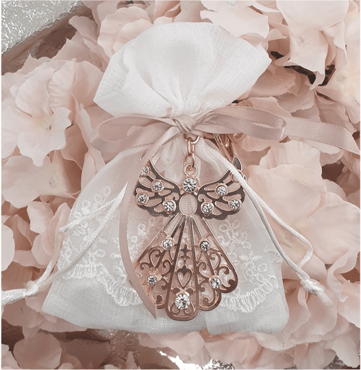 Bomboniere - Rose Gold Angel Keyring