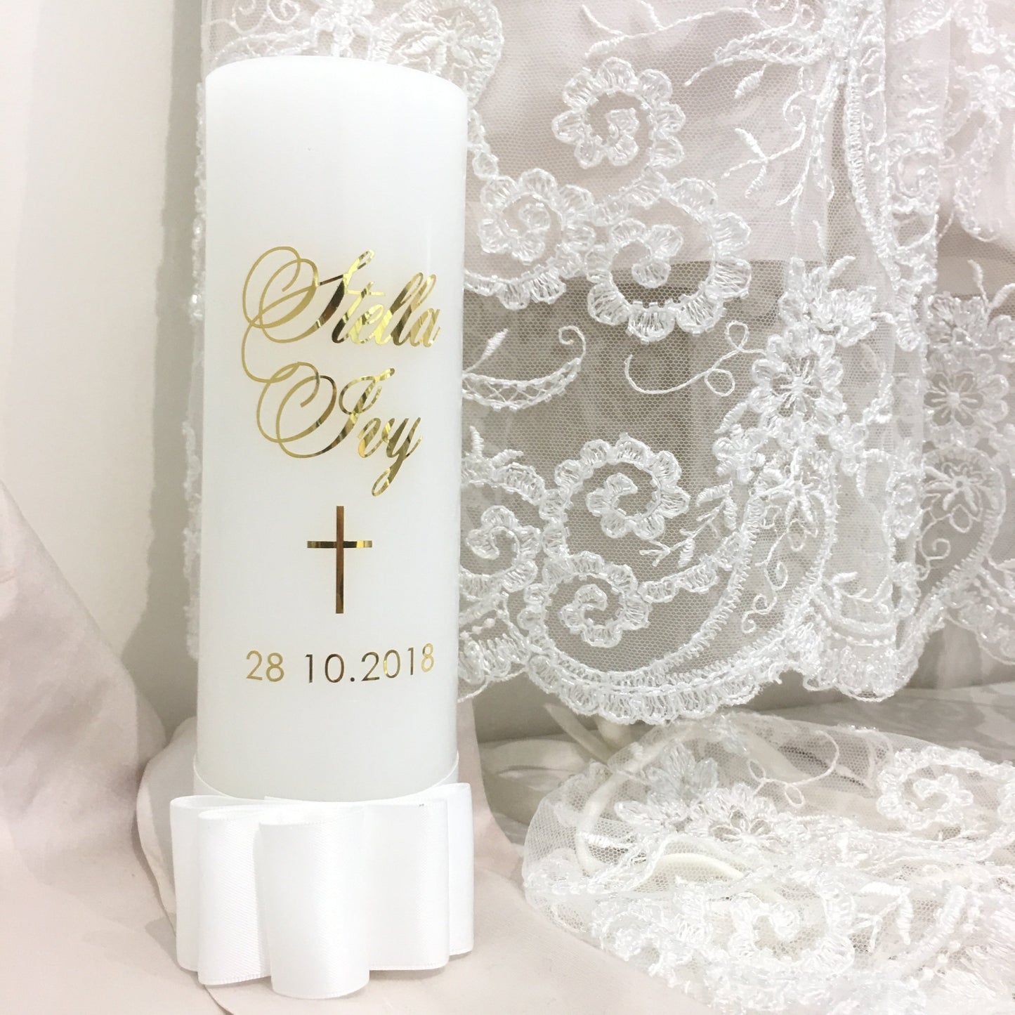 Catholic Christening / Baptism Candle - ELEGANCECC