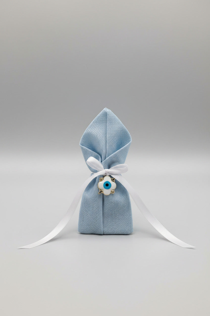 Bomboniere - Pastel Blue or White Pouch with Cross Mati Charm - 0