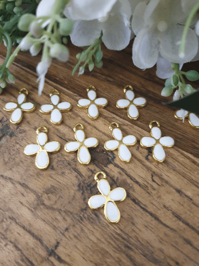 Cross Charms (Martirika) - White/Gold | Pandora Designs Melbourne