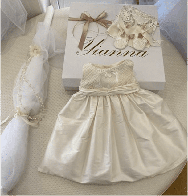 Christening Package - Silk Dress, Candle, Box & Contents - ONLY ONE LEFT! - 0