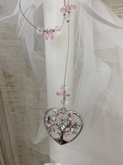 Orthodox Christening Candle - Crystals and Heart - 4