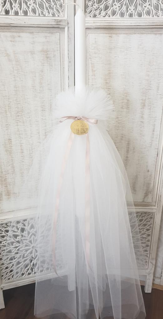 Orthodox Christening Candle - ICXC charm - 0