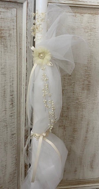 Orthodox Christening Candle - Vintage Pearl - 2
