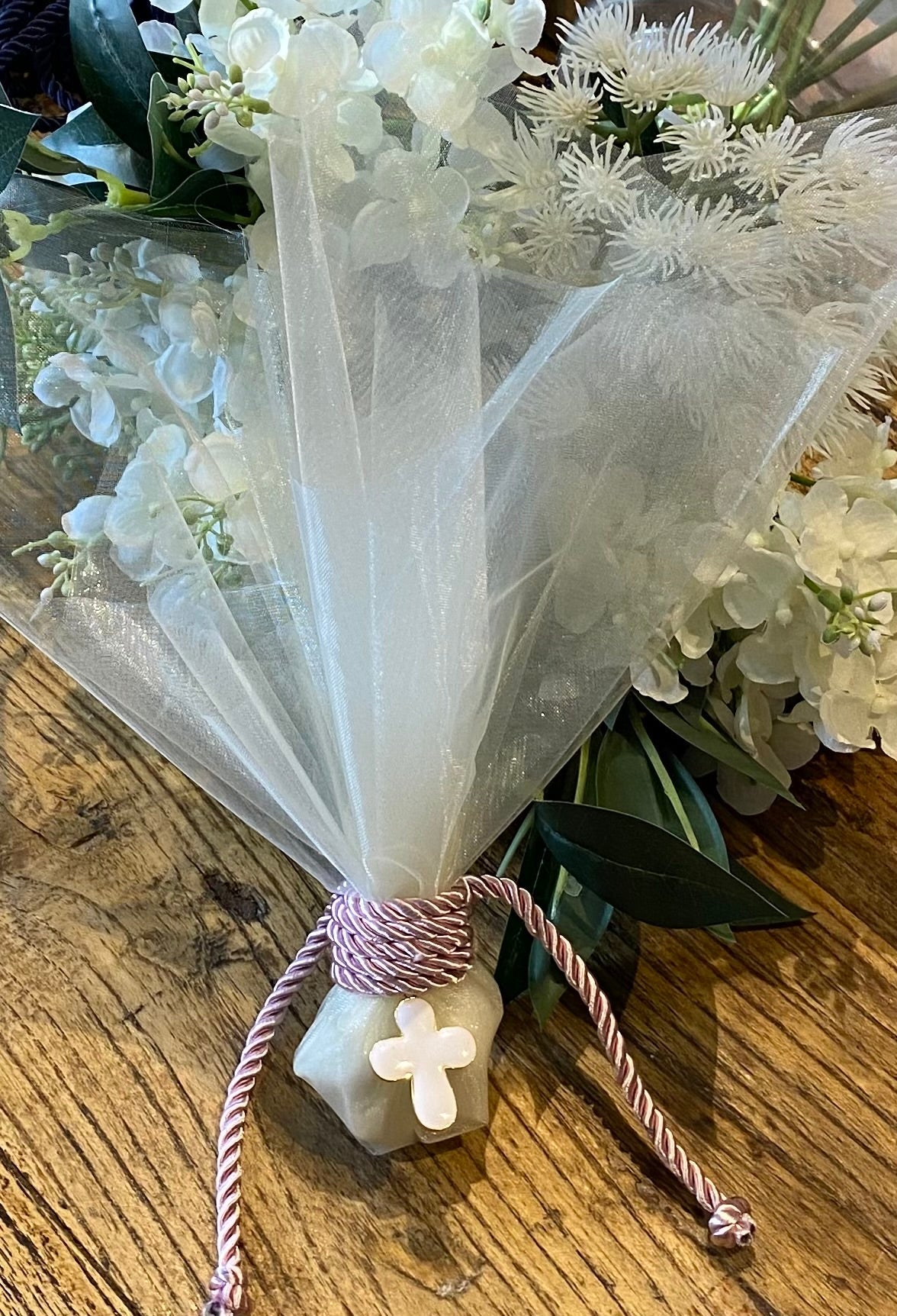Bomboniere - Rope with Cross Charm on Tall Organza - 0