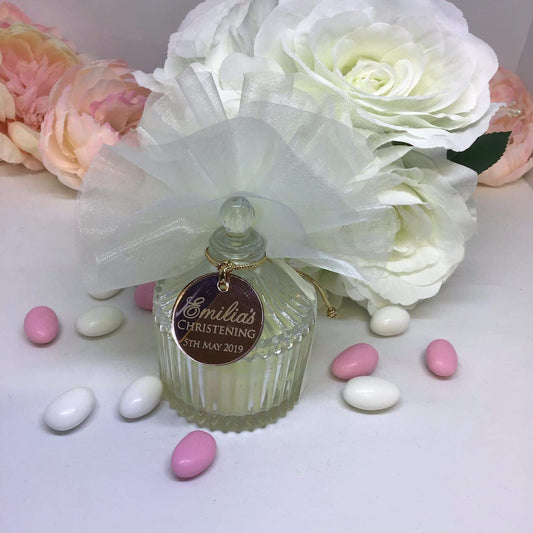 Christening Bomboniere - Candle Jar with personalised tag