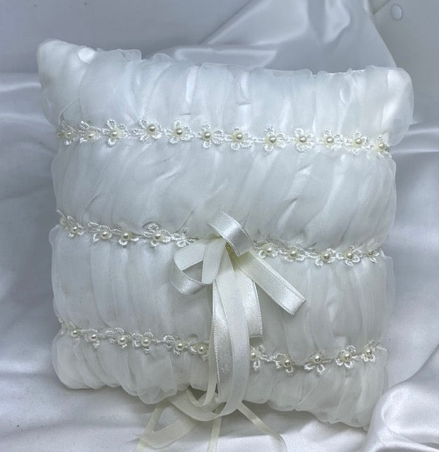 Ring Cushion - Organza and Pearl | Pandora Designs Melbourne