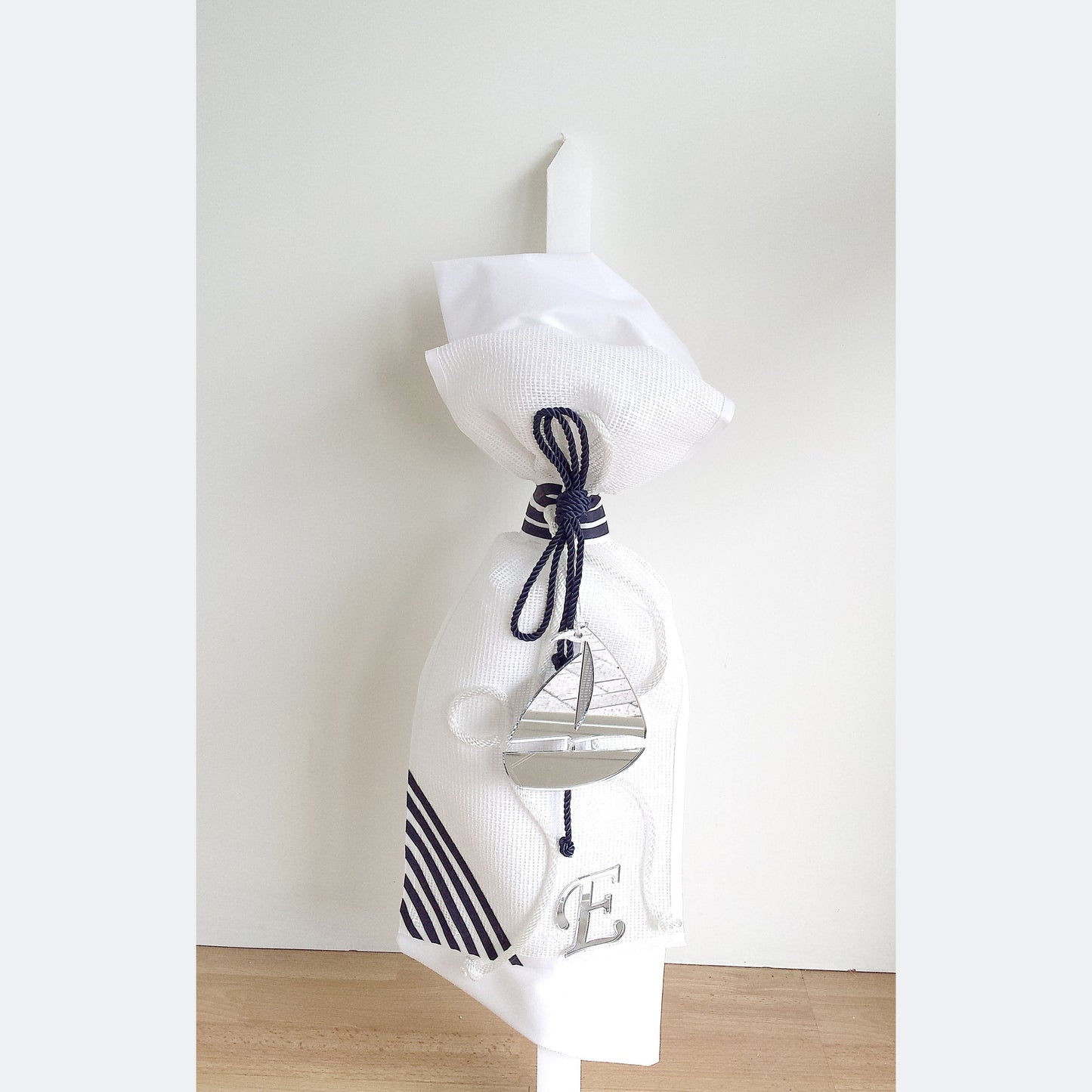 Silver Perspex Boat Boys Orthodox Christening Candle