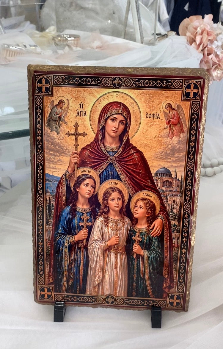 Orthodox Icon on Slate - Agia Sofia