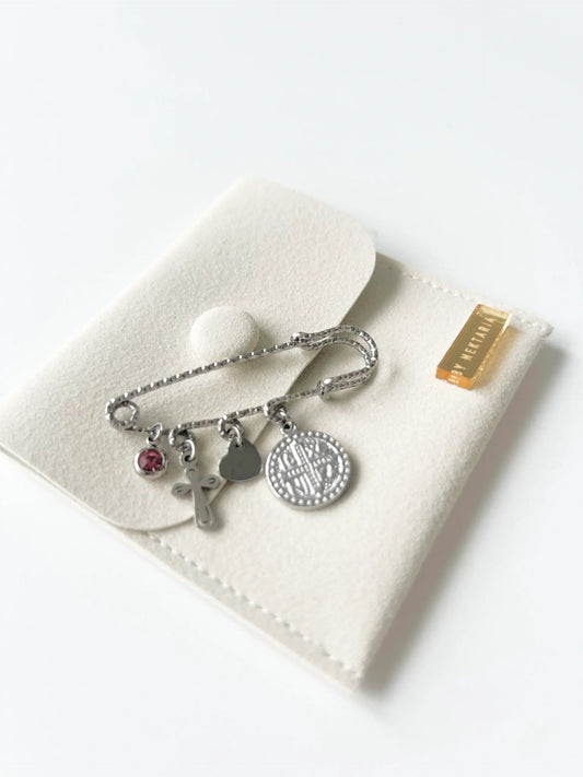 Silver ICXC NIKA, Heart & Cross Protection Pin