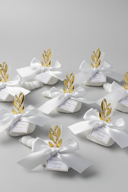 Bomboniere - Gold Olive Branch on Stone  - ON SALE