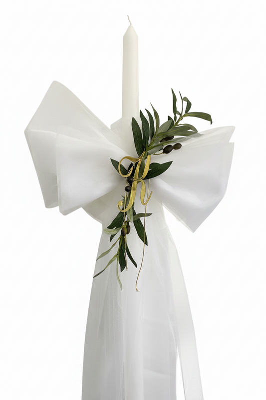 Orthodox Wedding Candle - Grecian Bow - Personalised Initial