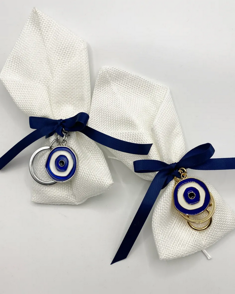 Bomboniere - Evil Eye Keyring - Baby Blue, Baby Pink or Navy