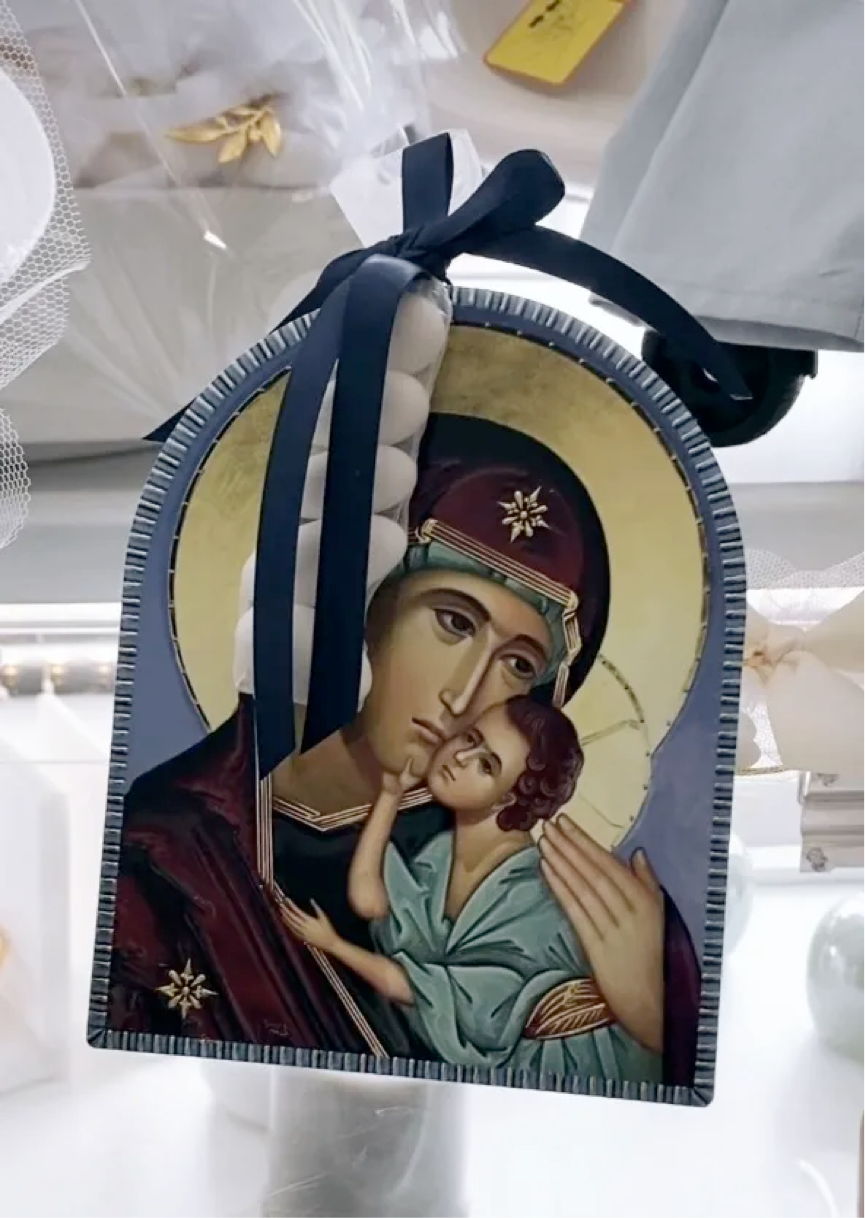 Ceramic Icon (Panayia with Baby Jesus) - Blue