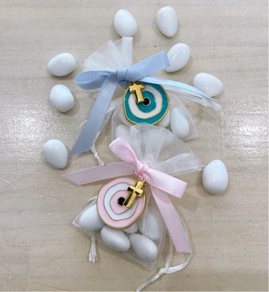 Bonbonniere - Mini Organza Bag with Evil Eye and Cross