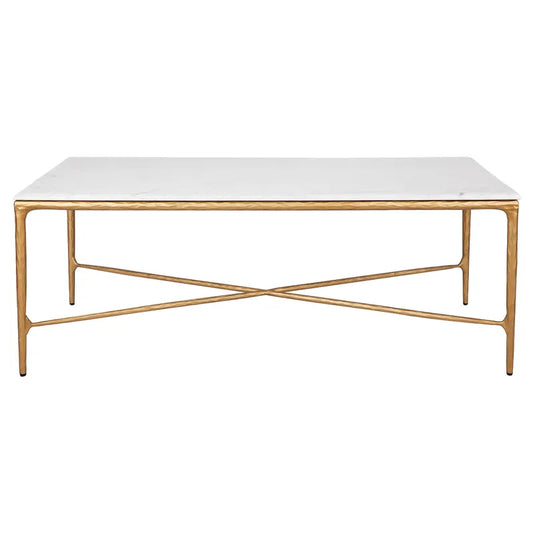 Heston Marble Rectangle Coffee Table - Brass