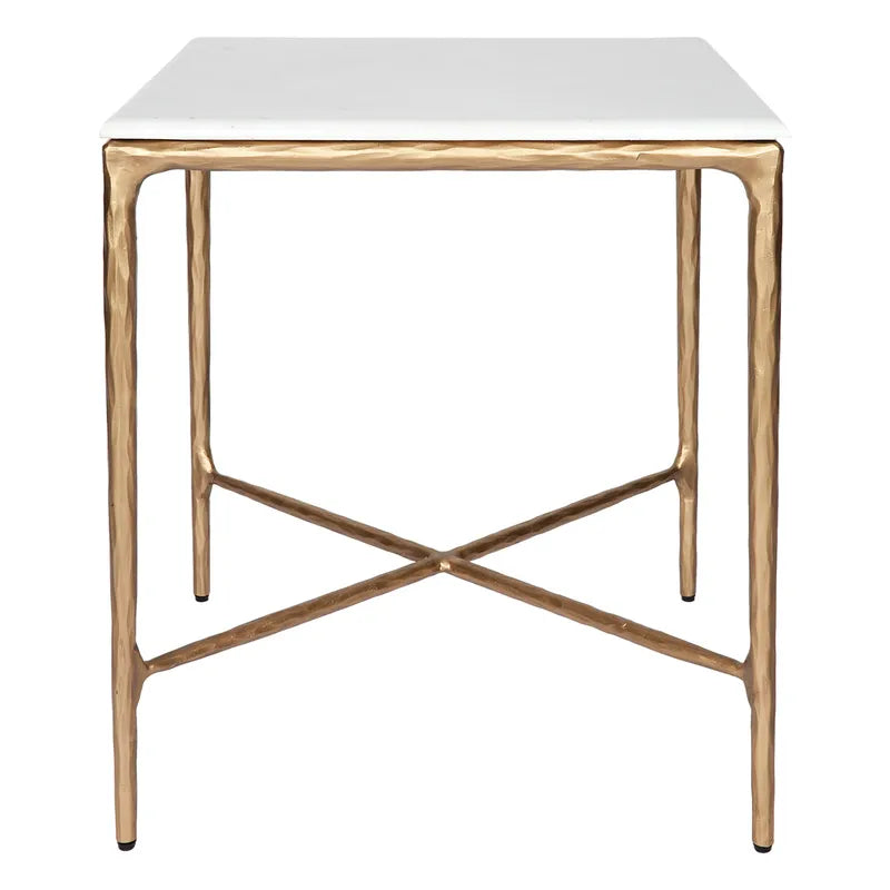 Heston Marble Square Side Table - Brass