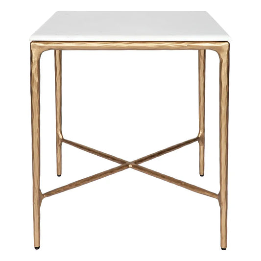 Heston Marble Square Side Table - Brass