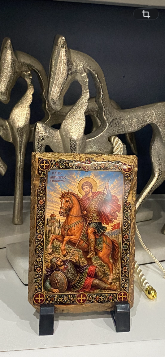 Orthodox Icon on Slate - St Dimitrios