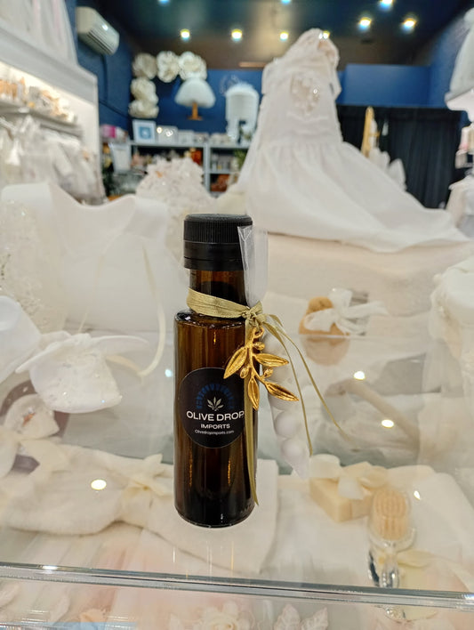 Bomboniere - Olive Drop Imports- 100ML Messinia Kalamata Olive Oil with Gold Olive Branch