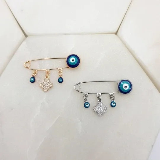 Mati Pin - Evil Eye Protection Pin (Filahto) with Orthodox Cross