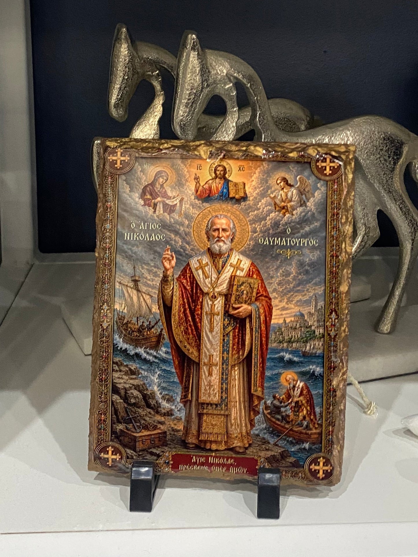 Orthodox Icon on Slate - St Nicholas