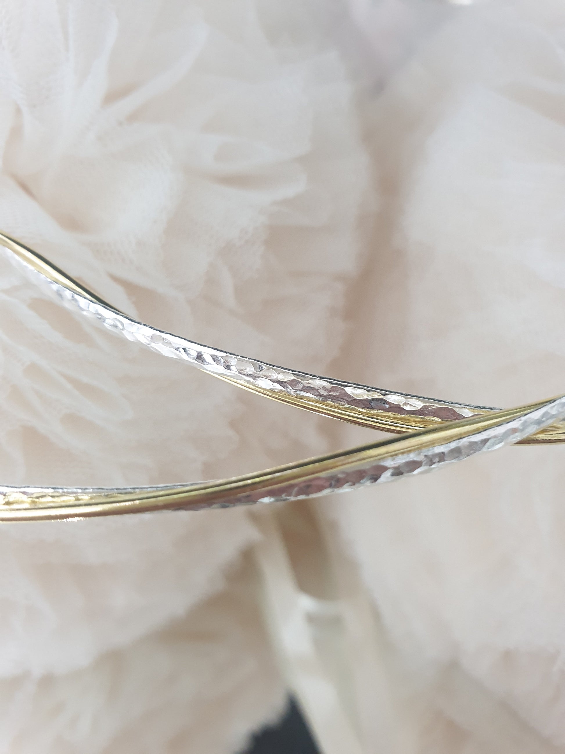 Wedding Crowns (Stefana) -  Silver Hammered with Gold Wire Twist | Pandora Designs Melbourne