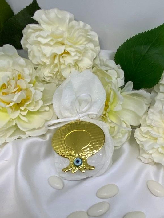 Bomboniere - Gold Pomegranate with Mati Charm - 0