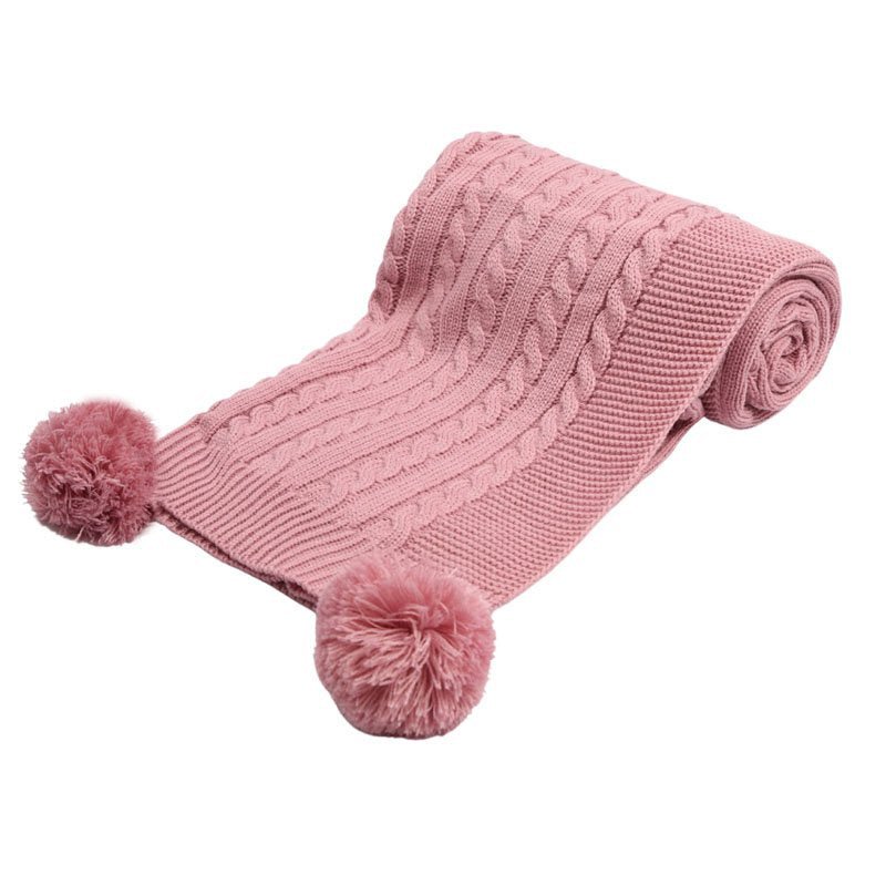 Blanket - Dusty Pink Cable Knit - 1