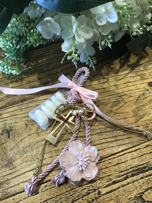Bomboniere - Rose Gold Cross with Rocking Horse Charm - Deluxe - 0