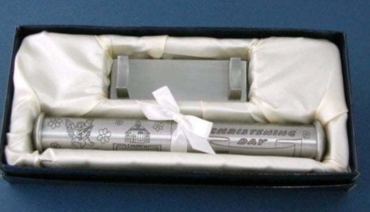 Christening Certificate Holder - Pewter - 1