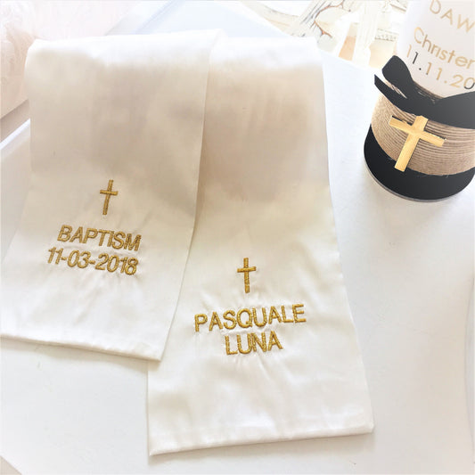 Catholic Baptism Christening Silk Stole - Pasquale - 0