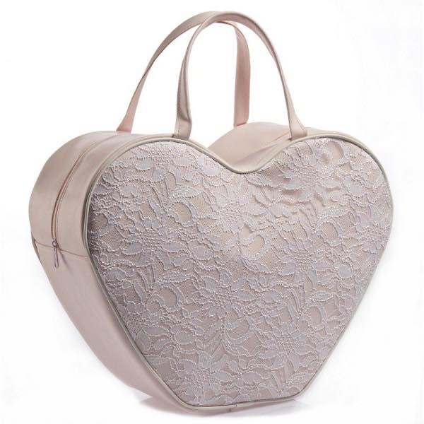 Christening Bag - Pink Heart with Lace