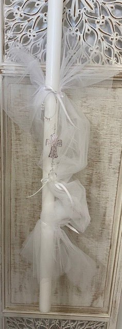 Orthodox Christening Candle - Crystals and Cross - 0