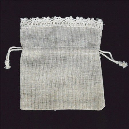 Natural Cotton Favor Bag With Cotton Lace Top | Pandora Designs Melbourne