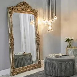 Elizabeth Floor Mirror - Antique Gold - 0